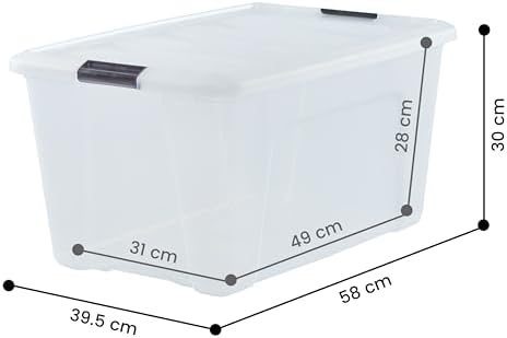 Ohyama, Saklama kutuları, saklama kutusu, çoklu fonction, 6'lı set plastik kutular, 45 l, kapak, ergonomik sap, ofis, ev - DDNTB-45 - şeffaf