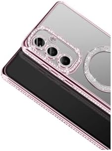 Alternative view of - Galaxy S26 Plus ile uyumlu "S26 PLUS" Taşlı Simli MagSafe ile uyumlu Telefon Kılıfı - Lens Korumalı Lüx Kapak PEMBE - PEMBE