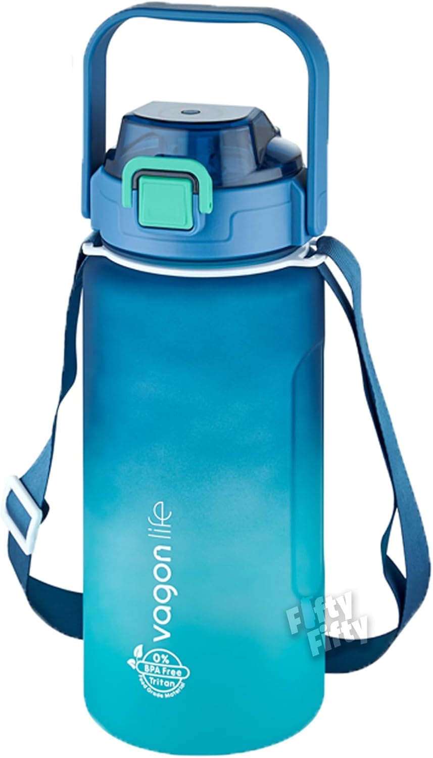Tritan 1500ml Askılı-Pipetli/Pipetsiz Kullanım Çift Renk Motivasyon Matarası Çıkartma Hediyeli
