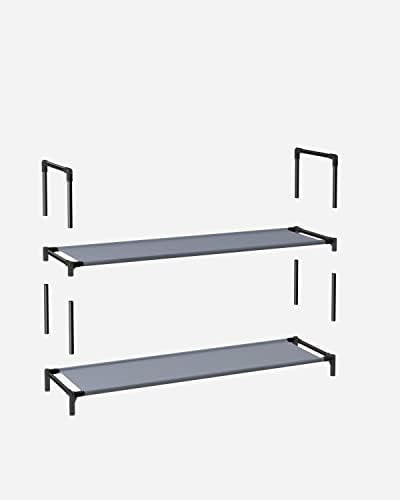 Ayakkabı Rafı, Ayakkabı Organizatörü, 10 Raf, Ayakkabı Açık Dar, 28 x 45 x 173 cm, Metal Çerçeve, Dokumasız Kumaş Raflar, Koridor, Yatak Odası, Gri LSH010G01