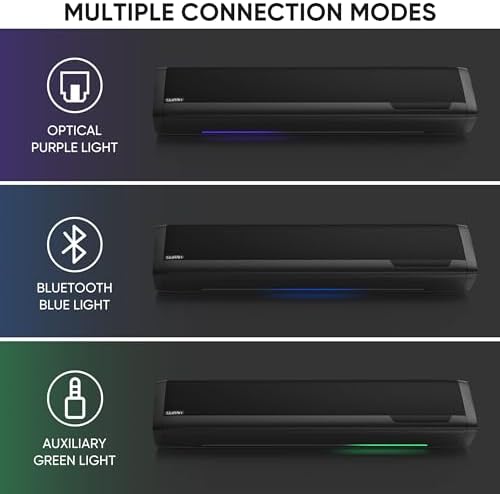 Alternative view of Saiyin Subwoofer'lı TV için Ses Çubuğu, 2.1 Derin Bas, Küçük Soundbar, TV Monitörü, Hoparlör, Ev Sineması Surround Ses Sistemi, Bluetooth/AUX/Optik Bağlantılı, Duvara Monte Edilebilir 17 inç