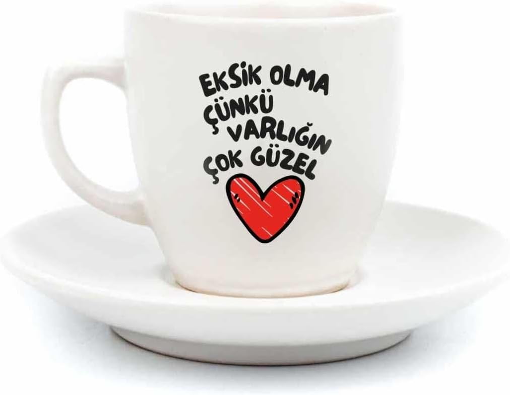 Alternative view of PALTO TASARIM Eksik Olma Çünkü Varlığın Çok Güzel Krem Türk Kahvesi Fincanı - Hediye Seramik Türk Kahvesi Fincanı