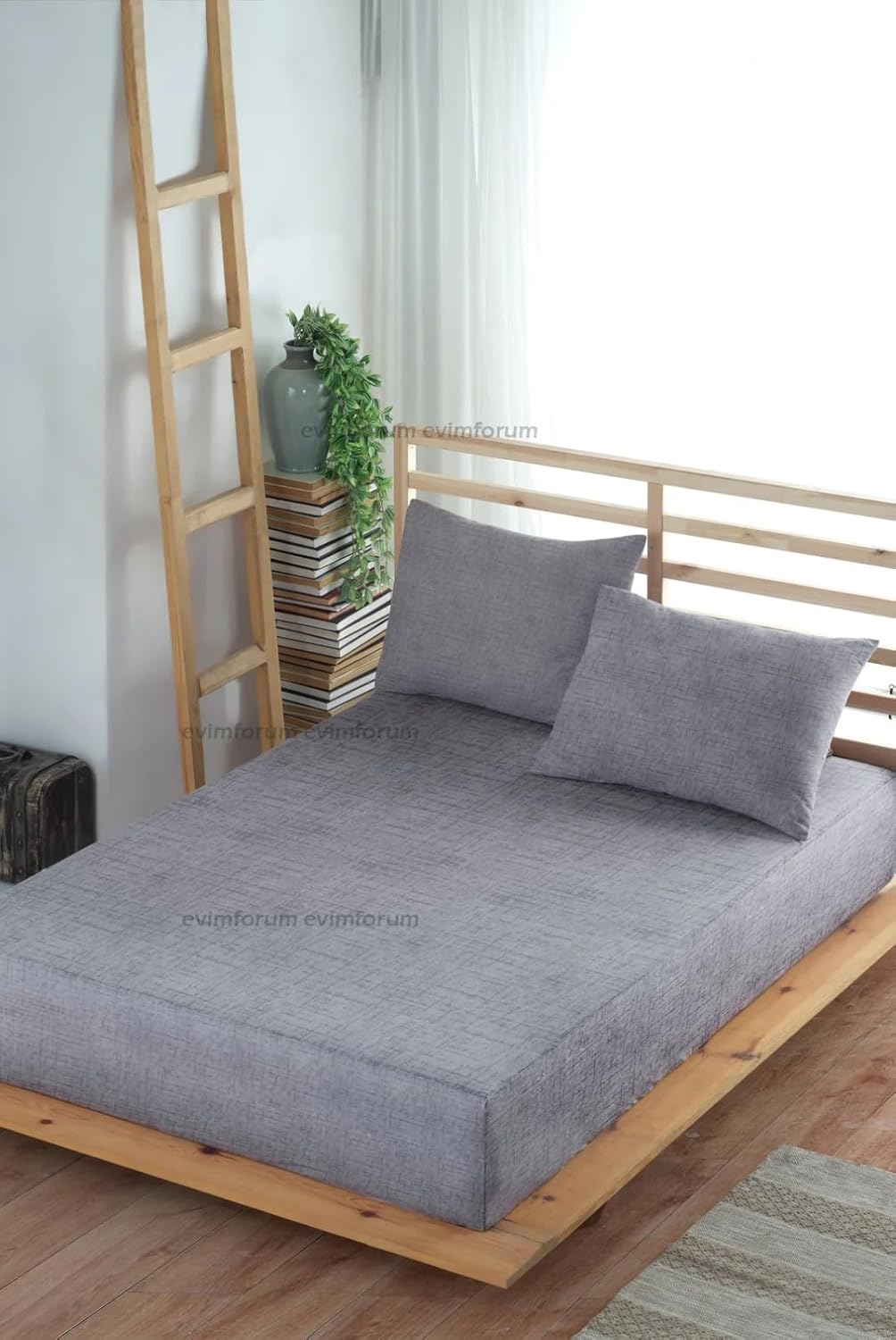 Adelya Gri Lastikli Çarşaf Takımı (YASTIK KILIFLI) Tek Kişilik Veya Çift Kişilik (Gri, 160 x 200)