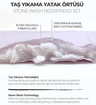 Alternative view of %100 Pamuk Çift Kişilik Özel Taş Yıkama Yatak Örtüsü Barbara 3 Parça Lüks Yumuşak Dayanıklı Modern Beyaz