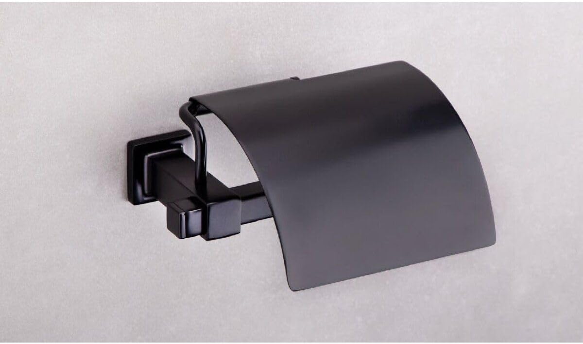 Q-Lıne Kapaklı Tuvalet Kağıtlığı Siyah Renk 87X118X158 Mm