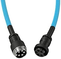 Gaming Premium Coiled Klavye Kablosu - Altın Kaplama USB-A (PC) USB-C (Klavye), Kablo Karışıklığına Karşı Koruma, Çift Örgülü Kılıf, 5 Kutuplu Aviator Fiş - Electric Blue