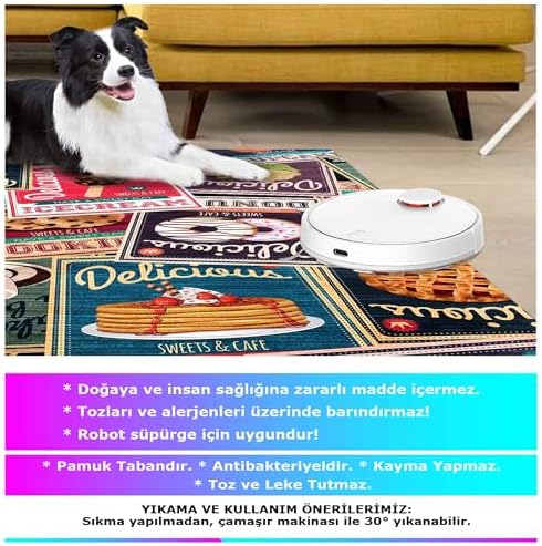 Alternative view of Dizayn Krizan Kadife Pamuk Tabanlı Yıkanabilen Kaydırmaz Antibakteriyel Mutfak Halısı 100x200