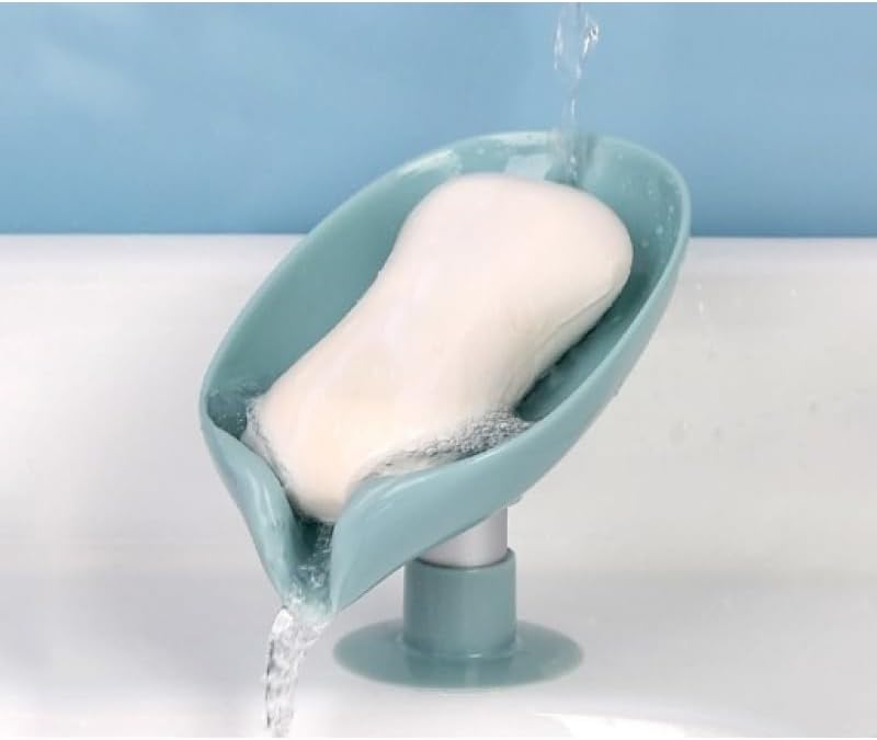 Vantuzlu Su Giderli Sabunluk Kendinden Süzülen Drenajlı Sabunluk, Lavabo Kenarı, Banyo Mutfak Evye İçin, Sünger Fırça Tutucu, Küflenme Önleyici Kurutmalı