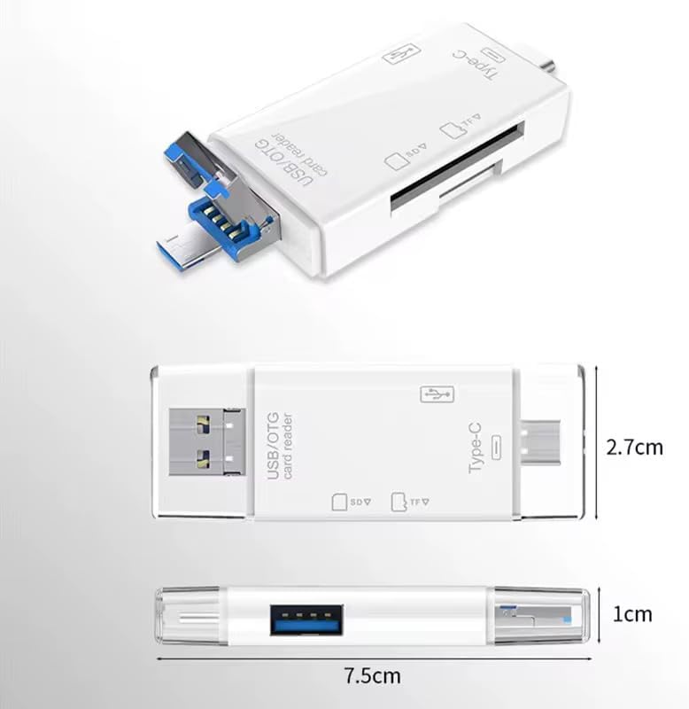 Alternative view of YK 3 in 1 Kart Okuyucu, Type-C USB Micro USB, OTG, SD Micro SD Destekli, Telefon PC için (Beyaz)