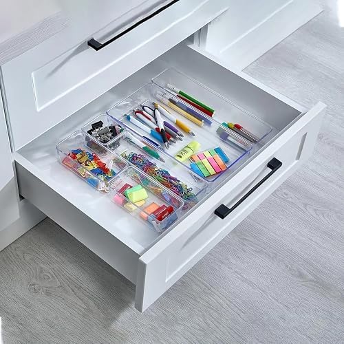 6 Parça Organizer Çekmece İçi Düzenleyici, Şeffaf Kristal Plastik Düzenleyici Seti