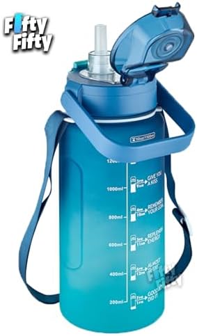 Alternative view of Tritan 1500ml Askılı-Pipetli/Pipetsiz Kullanım Çift Renk Motivasyon Matarası Çıkartma Hediyeli