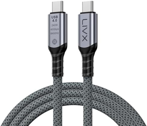 FAST USB 4.0 40Gbps, 240W, 8K60Hz USB4.0 USB-C Kablosu 1.5 Metre Gri KLV-1.5