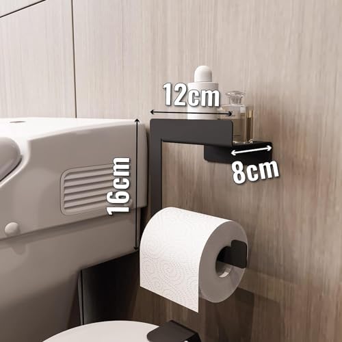 Alternative view of Raflı Tuvalet Kağıtlığı, Banyo Tuvalet Kağıtlık, Wc Tuvalet Kağıdı Tutucu, Banyo Tuvalet Kağıdı Askısı, Tuvalet Kağıdı Aparatı, Metal Tuvalet Kağıdı Standı (Metal, Siyah)