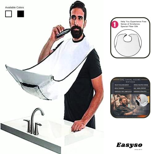 Alternative view of Sakal Traş Önlüğü, Standart Sakal Kesme Örtüsü Berber/Kuaför Önlüğü Beyaz Tela Kumaş Çok Amaçlı Vantuzlu Pratik Kes & Temizle