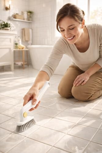 Cımbızlı Döner Başlıklı Çok Fonksiyonlu Derinlemesine Banyo Temizlik Fırçası Derz Arası Duşakabin Küvet Lavabo Gider Kapı Pencere Ray Köşe Detay Temizliği İçin Sert Kıllı Ergonomik Sap
