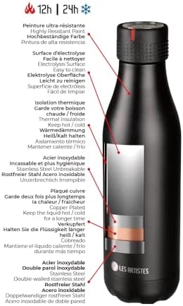 LES ARTISTES Paris A-4336 Bottle'Up termos, 500 ml, BPA içermeyen termos, tekrar kullanılabilir, 12 saat sıcak ve 24 saat soğuk tutar, paslanmaz çelik, nektar tasarımı