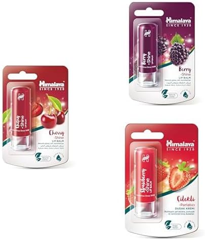 Himalaya Parlatıcı Dudak Bakım Kremi 4,5 gr 3'lü Set| Böğürtlen, Çilek, Kiraz | Silikon, Petrol İçermez