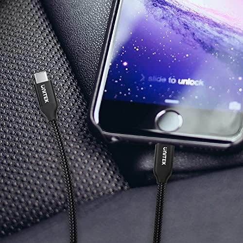 Unitek 2 metre USB C - USB C kablosu, güç dağıtımı, 100 Watt, 20 V/5 A, hızlı şarj kablosu, senkronizasyon kablosu, USB C tipi cihazlar için, naylon örgü, dayanıklı, siyah