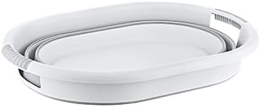 Katlanabilir Çamaşır Sepeti, Gri Beyaz, Plastik, Ergonomik Tutamaçlar, Modern Tasarım (25 Litre)