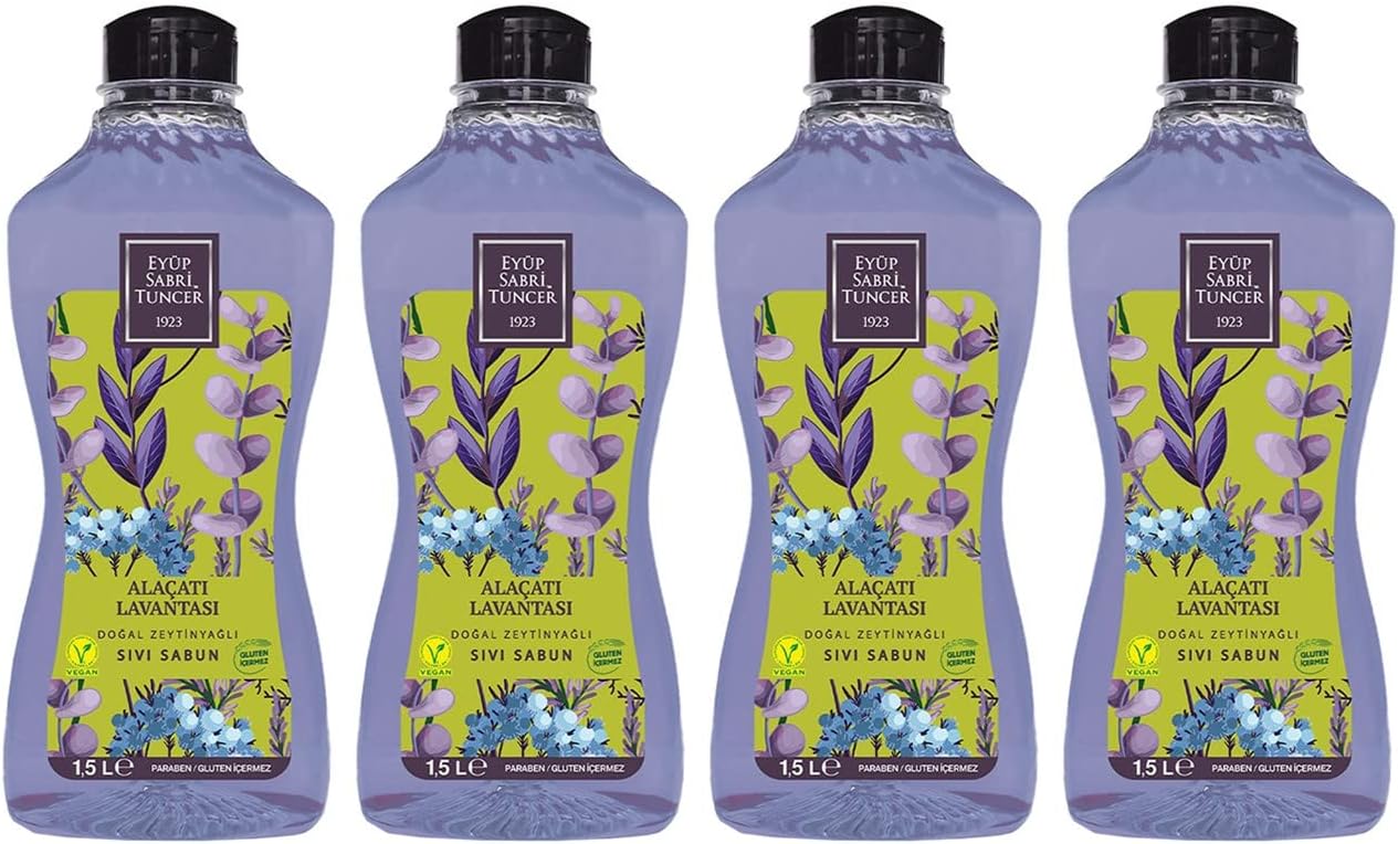 Alaçatı Lavantası Doğal Zeytinyağlı Sıvı Sabun 1,5 lt x 4