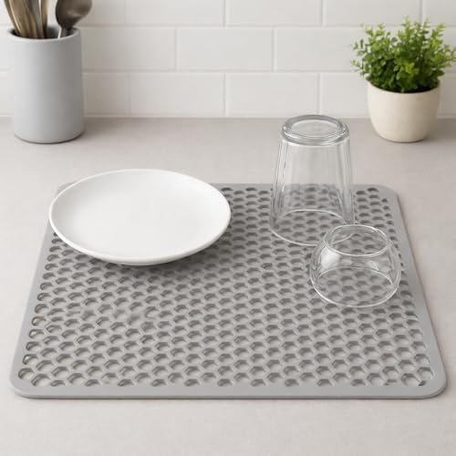 Bulaşık Kurutma Matı Kaymaz Katlanabilir 32x32 cm gri