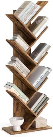 Alternative view of Vasagle Ağaç Kitap Rafı, 8 Katlı Ayaklı Kitaplık, Oturma Odası, Ev Ofis için Ahşap Raflı, Rustik Kahverengi Lbc11Bx