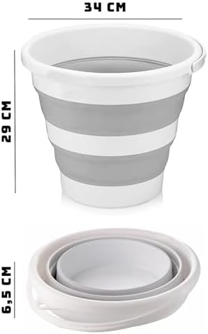 Alternative view of 12 Litre Katlanabilir Kova – Akordiyon Tasarımlı Katlanır Temizlik ve Araç Yıkama Kovası, Gri Renk, Bebek Yıkama ve Ev İçi Kullanıma Uygun Portatif Kova Su Kovası