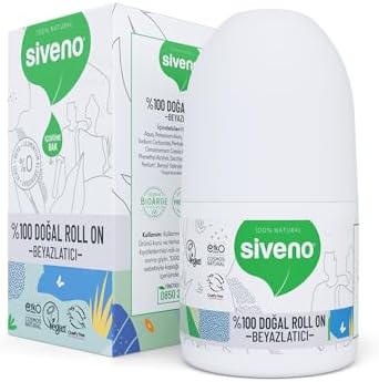 Siveno %100 Doğal Roll On Beyazlatıcı Etkili Deodorant Ter Kokusu Önleyici Bitkisel Lekesiz Vegan 50 ml