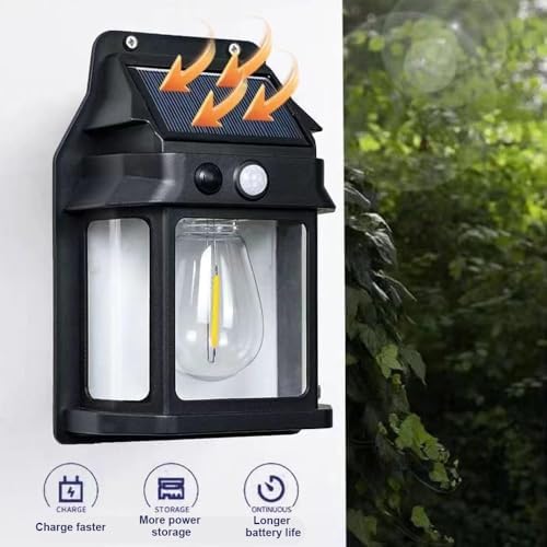 Alternative view of Panter Solar Güneş Enerjili Lamba, Hareket Sensörlü Duvar Lambası, Gün Işığı Filament LED Solar Aplik, 3 Modlu, IP65 Su Geçirmez, Bahçe Balkon Teras Garaj Dış Mekan Aydınlatma (Tek Ampul)