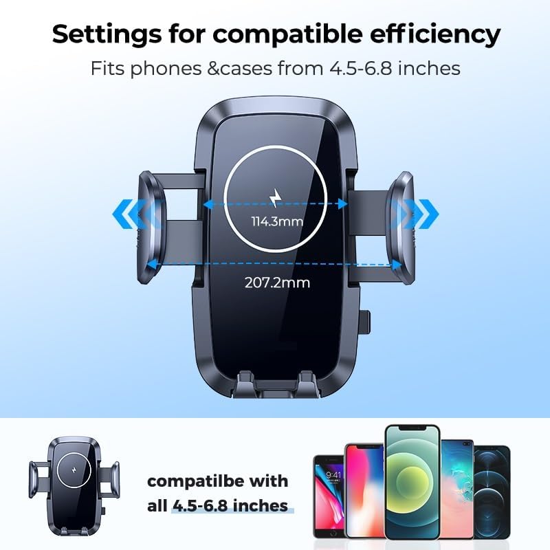 Alternative view of HP-A04 15W Kablosuz Şarj Araba Telefon Tutucu Ayarlanabilir Cam ve Torpido için Yüksek Kalite Premium