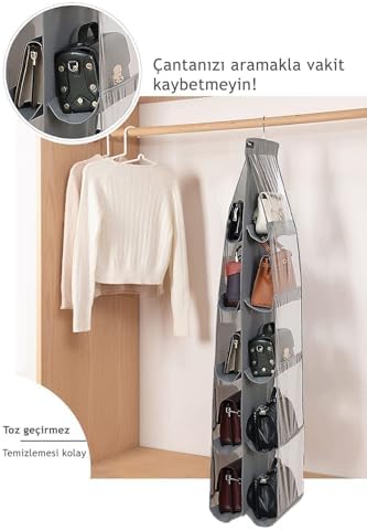 Alternative view of 10 Cepli Dolap Içi Çanta Ve Ayakkabı Düzenleyici Geniş Hacimli Şeffaf Pencereli Organizer 125cmx37cm