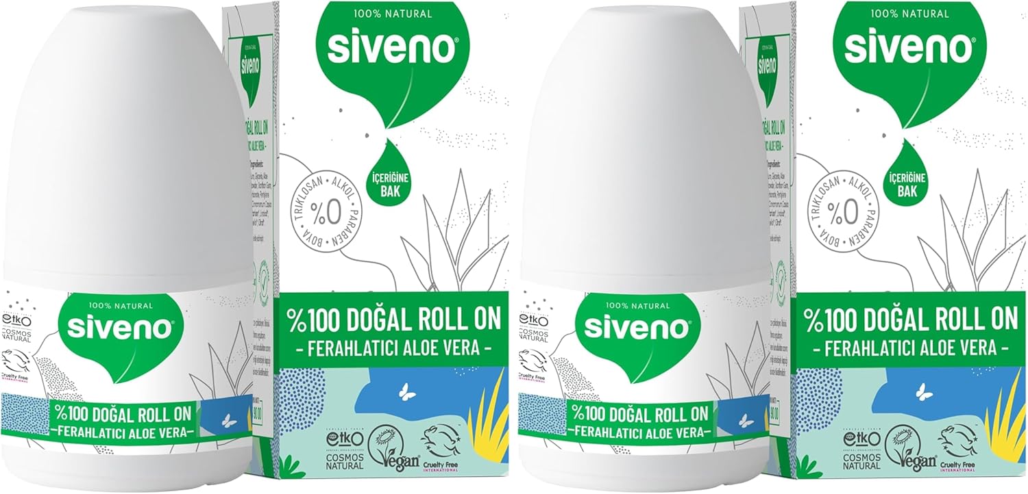 Alternative view of Siveno%100 Doğal Roll-On Aloe Deodorant Ter Kokusu Önleyici Bitkisel Lekesiz Vegan 50 ml (2 paketi)