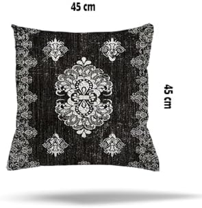 Pelangi Osmanlı Göbek Desen Gizli Fermuarlı Yastık Kılıfı Kırlent Kılıfı Koltuk Yastık Kılıfı, Koyu Gri 45 x 45
