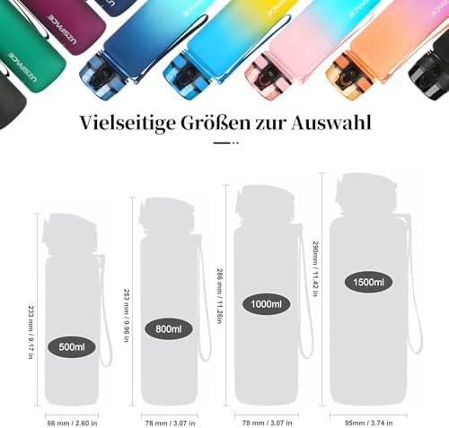Alternative view of UZSPACE İçecek şişesi 500 ml/800 ml/1 l/1,5 l, sızdırmaz, Tritan ve BPA içermeyen su şişesi, bisiklet, fitness, dış mekan için