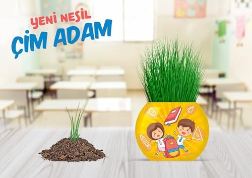 Alternative view of Okul Temalı Çim Adam 6'lı Set – Çocuklar İçin Eğitici ve Eğlenceli Bitki Yetiştirme Kiti