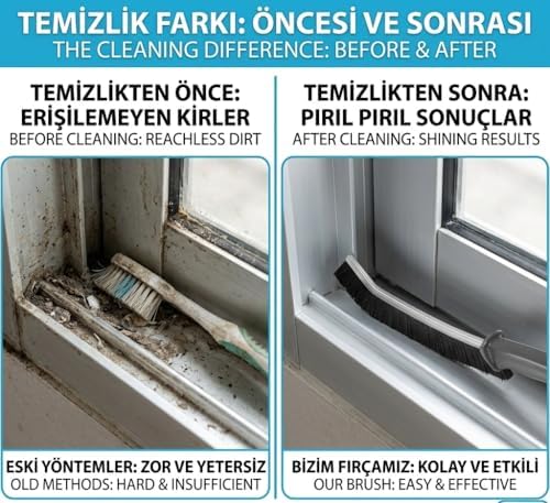 Alternative view of 4 Adet Dar Alan Temizleme Fırçası Seti - Kavisli Derz ve Boşluk Fırçası - Mutfak, Banyo ve Pencere Rayları İçin Sert Kıllı Fırça