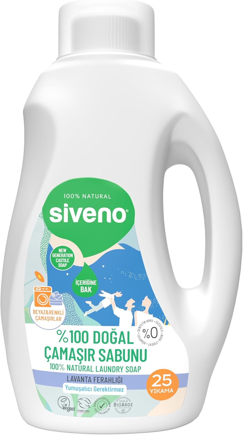 Siveno %100 Doğal Çamaşır Sabunu Bitkisel Deterjan Yumuşatıcı Gerektirmez Konsantre Vegan 750 ml