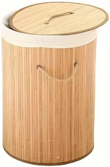 Alternative view of El Yapımı Hasır Katlanır Çamaşır Sepeti Yuvarlak 55 Litre (35cm*35cm*61cm), Doğal Malzemeden Üretilmiş Çamaşırlık (NATUREL)