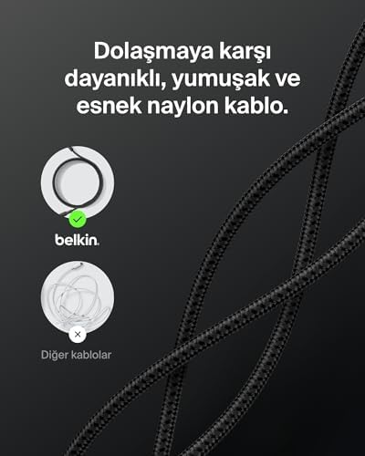 Alternative view of Eco Örgülü USB-C - USB-C Kablosu, 3 m, 240 W, Yumuşak, Esnek Hızlı Şarj Kablosu, 16, Galaxy S25, 9, MacBook, iPad Pro ve Daha Fazlası için Tip-C Şarj Kablosu - Siyah (USB 2.0)