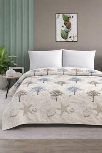 Çift Kişilik Pike Yatak Örtüsü%100 Pamuk 220x230 Ağaç Desen