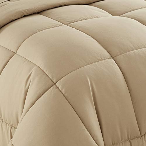 Aşağı Alternatif Yorgan Tüm Sezon Sıcaklığı Lüks Peluş Çatı Mikrofiber Dolgu Nevresim Takımı, İkiz, Boz Kahverengi