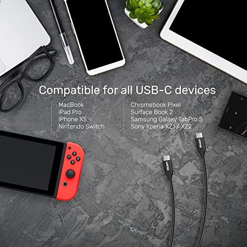Alternative view of Unitek 2 metre USB C - USB C kablosu, güç dağıtımı, 100 Watt, 20 V/5 A, hızlı şarj kablosu, senkronizasyon kablosu, USB C tipi cihazlar için, naylon örgü, dayanıklı, siyah