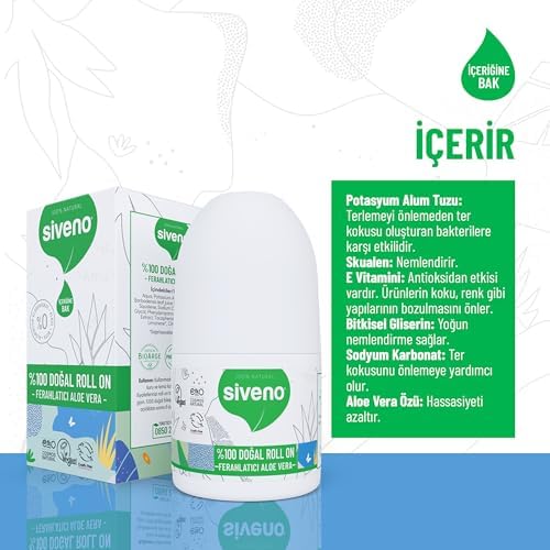 Alternative view of Siveno %100 Doğal Roll-On Aloe Deodorant Ter Kokusu Önleyici Bitkisel Lekesiz Vegan 50 ml