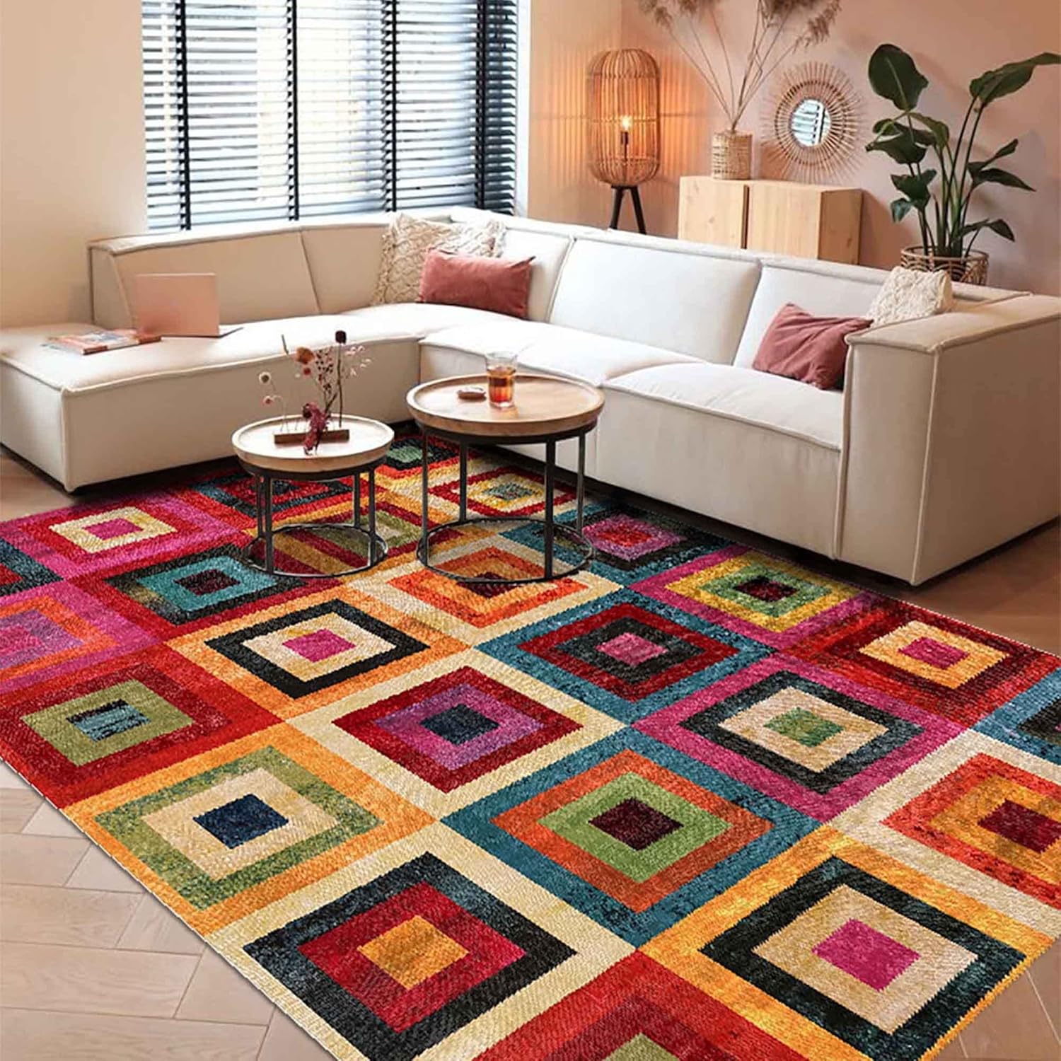 Dizayn Desenli Kadife Pamuk Tabanlı Yıkanabilen Kaydırmaz Antibakteriyel Salon Halısı 200X300