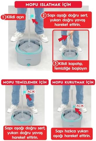 Alternative view of Aqua Max ÖZEL SERİ ŞEFFAF Temiz & Kirli Suyu Ayırma Çift Kova Temizlik seti Mop Paspas