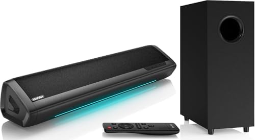 Saiyin Subwoofer'lı TV için Ses Çubuğu, 2.1 Derin Bas, Küçük Soundbar, TV Monitörü, Hoparlör, Ev Sineması Surround Ses Sistemi, Bluetooth/AUX/Optik Bağlantılı, Duvara Monte Edilebilir 17 inç
