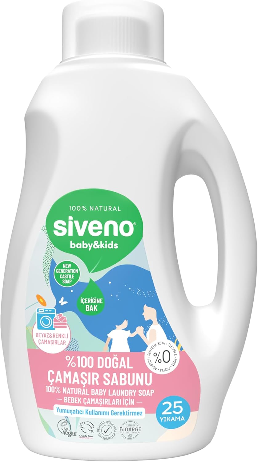 Siveno %100 Doğal Bebek Çamaşır Sabunu Kendinden Yumuşatıcılı Bitkisel Deterjan Konsantre Vegan 750 ml