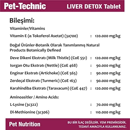 LIVER DETOX Tablet – Kedi ve Köpekler İçin Karaciğer Destekleyici Bitkisel Takviye – 75 Tablet