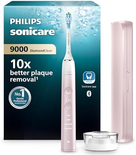 Sonicare DiamondClean 9000 Şarjlı Diş Fırçası, 4 Temizlik Modu, Basınç Sensörü, Seyahat Kabı ve Sonicare Uygulama Desteği, Pembe Geçişli, HX9911/84