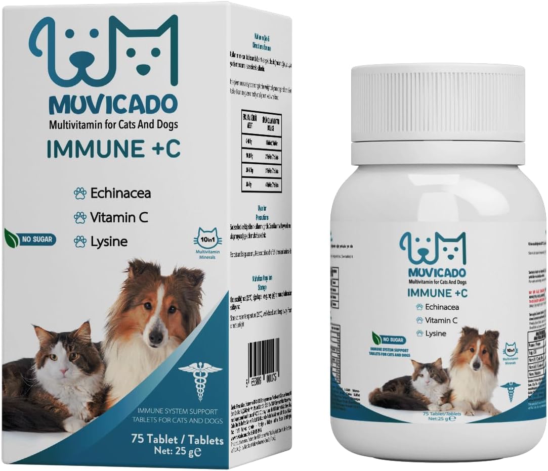 Muvicado Kedi ve Köpeklerin Bağışıklık Sistemini Destekleyen Tablet Immune C Vitamin